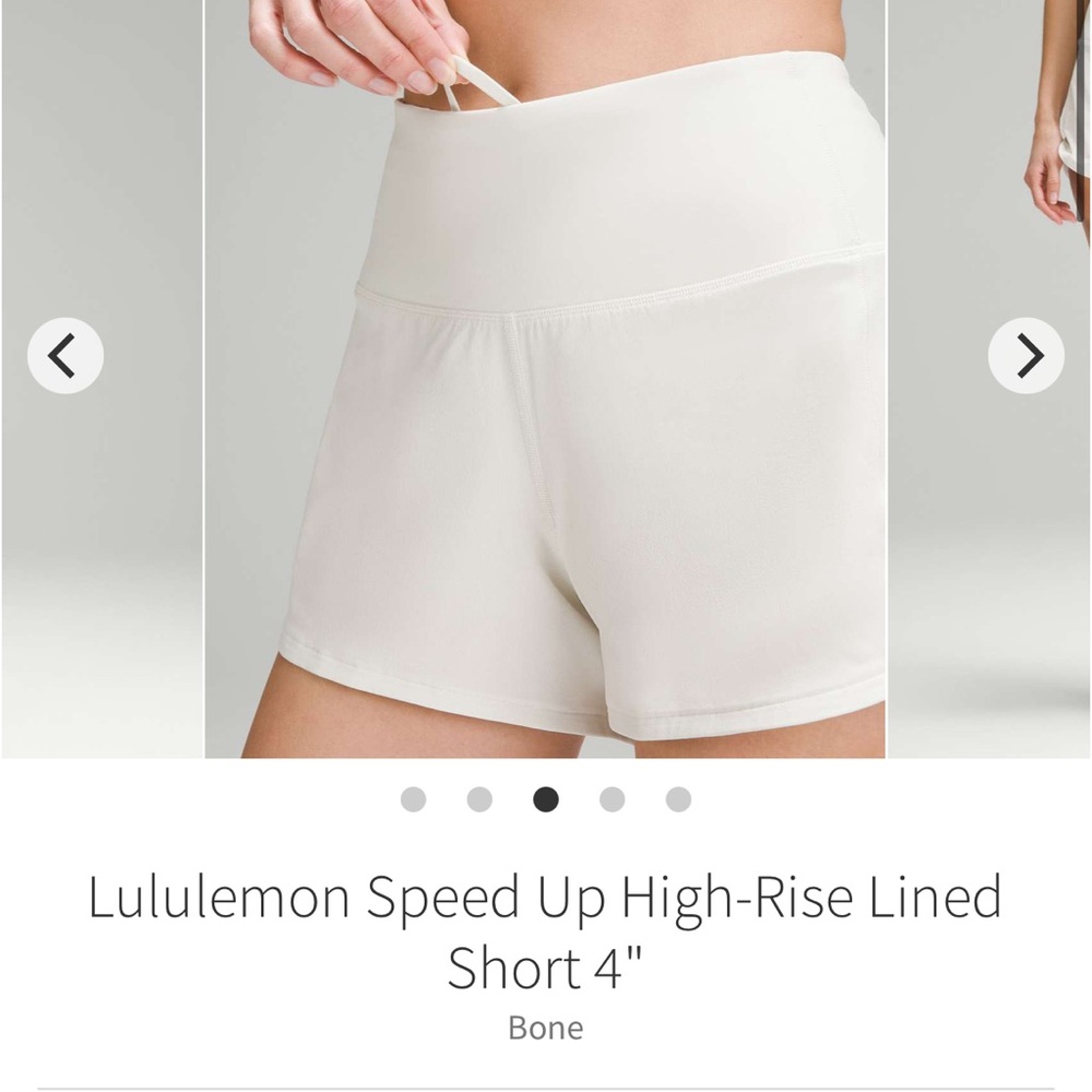 lululemon athletica Speed Up High-Rise Lined Shorts — Bone (Off-White)